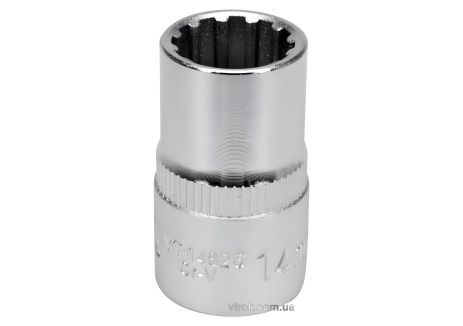 Торцева головка "Spline": квадрат 1/2", M14, l=38 мм, CrV [Блістер] YaTo YT-14826