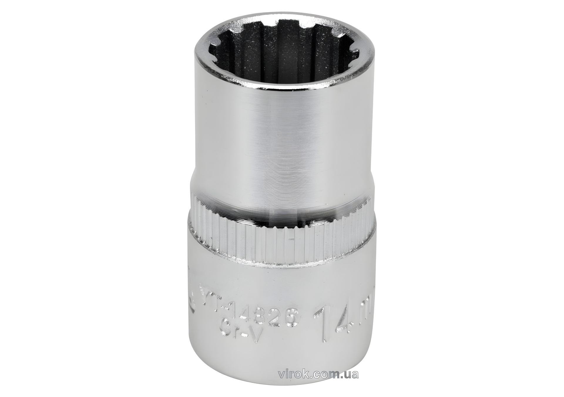 Торцева головка "Spline": квадрат 1/2", M14, l=38 мм, CrV [Блістер] YaTo YT-14826