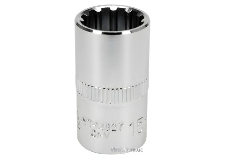 Торцевая головка "Spline" : квадрат 1/2", M15, длина=38 мм, CrV [Блистер] YaTo YT-14827