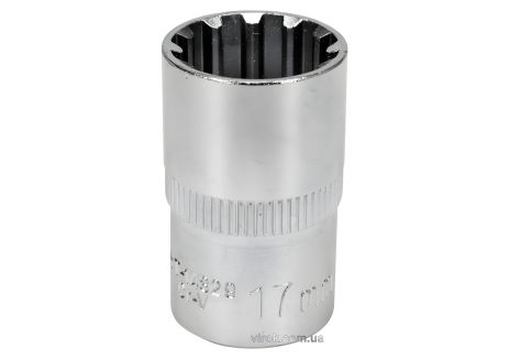 "Spline" головка торцева: квадрат 1/2", M17, l = 38 мм, CrV [Блістер] Yato YT-14829