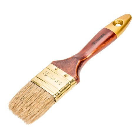 Плоский пензель 2", універсальний з дерев'яною нелакованою ручкою, Topex 19B620