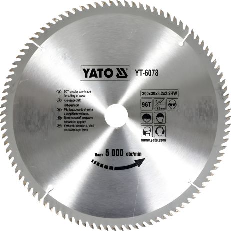 Пиляльний диск Yato YT-6078, твер. сплав, 300х96х30