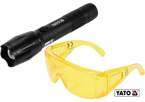 Ультрафіолетовий ліхтар з окулярами Li-Ion 3.7 В 1.5 Агод 1 Вт для перевірки банкнот Yato YT-08587