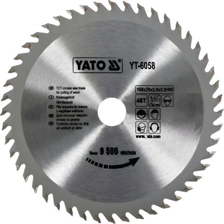 Пильний диск з карб.вольфраму 160х48х20 Yato YT-6058