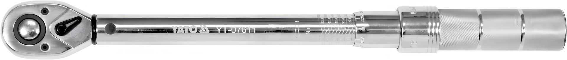 Ключ динамометрический : квадрат 1/2", F= 10 - 60 Нм, L= 378-400 мм Yato YT-07611 Ключ динамометрический : квадрат 1/2", F= 10 - 60 Нм, L= 378-400 мм Yato YT-07611