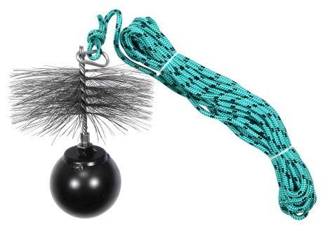 Очищення димарів набір: шнур Ø = 6 мм, l = 10 м; йорж Ø= 175 мм; гиря - 1.8 кг Vorel 73033