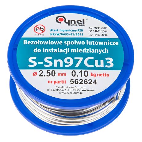 Припій Topex 97% Sn, 3% Cu, 2.5 мм, 100 г (44E742) Припій Topex 97% Sn, 3% Cu, 2.5 мм, 100 г (44E742)