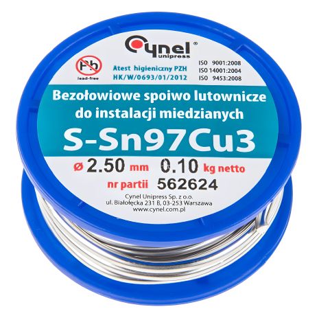 Припій Topex 97% Sn, 3% Cu, 2.5 мм, 100 г (44E742) Припій Topex 97% Sn, 3% Cu, 2.5 мм, 100 г (44E742)