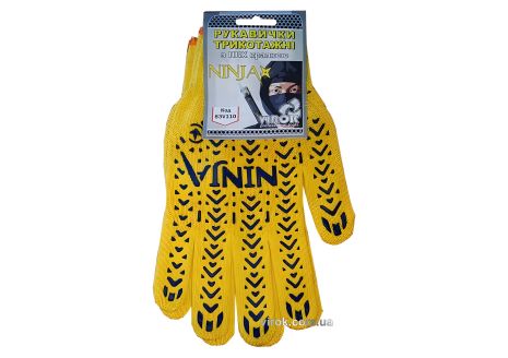 Желтые трикотажные перчатки NINJA с ПВХ точкой (70% хлопок, 30% полиэстр), размер 10 Virok 83V110 Желтые трикотажные перчатки NINJA с ПВХ точкой (70% хлопок, 30% полиэстр), размер 10 Virok 83V110