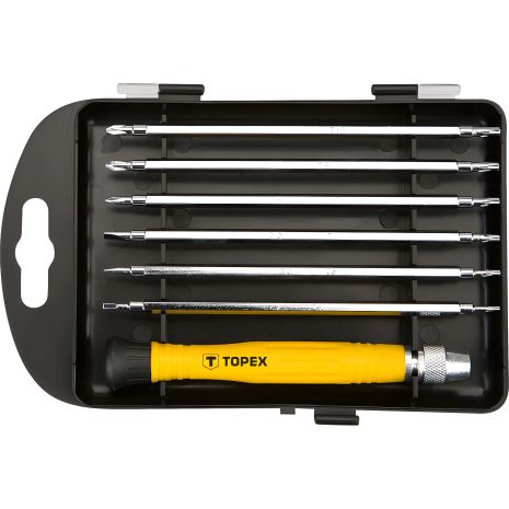 Набор прецизионных отверток, 7 шт., с переставными стержнями, TOPEX 39D551