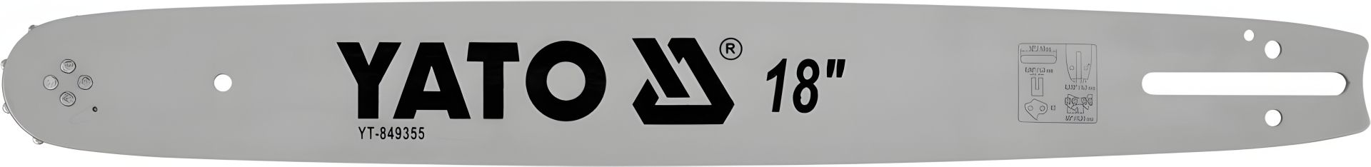 18" направляющая шина для цепной пилы длинной 45 см (62 звена) для цепей YT-84956, YT-84960 Yato YT-849355 18" направляющая шина для цепной пилы длинной 45 см (62 звена) для цепей YT-84956, YT-84960 Yato YT-849355