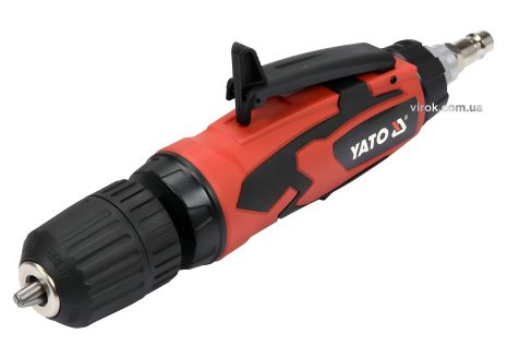 Пневматичний дриль з самозатискним патроном Ø≤10 мм, Ø= 1/4", 6.3 Bar, 113 л/хв YaTo YT-09695 Пневматичний дриль з самозатискним патроном Ø≤10 мм, Ø= 1/4", 6.3 Bar, 113 л/хв YaTo YT-09695