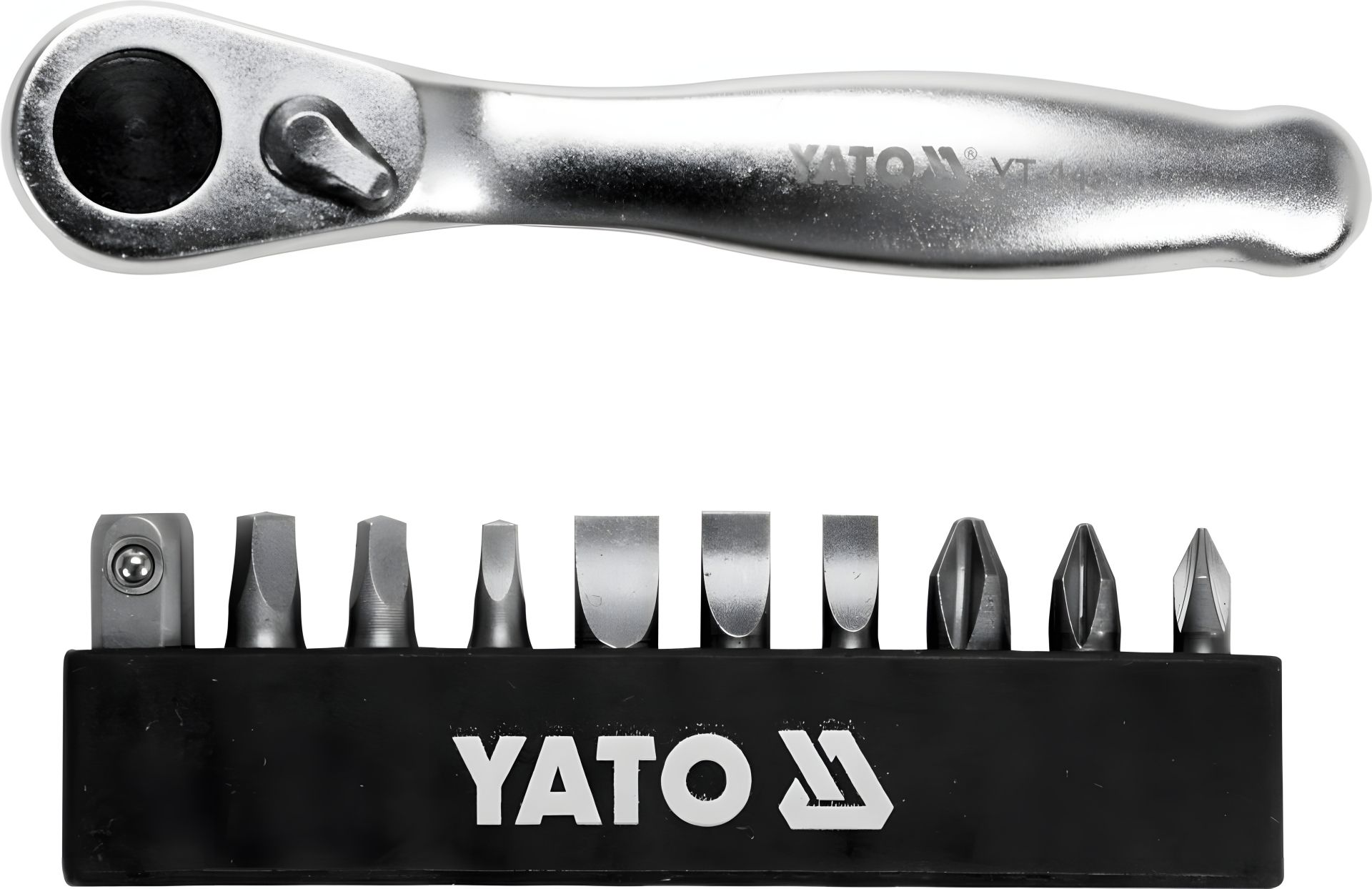 Набор отверточных насадок с трещоткой 1/4" 25 мм 11 шт. Yato YT-14390 Набор отверточных насадок с трещоткой 1/4" 25 мм 11 шт. Yato YT-14390