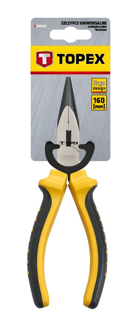 Прямые удлиненные плоскогубцы 160 мм с двухкомпонентной рукояткой, CS Topex 32D101