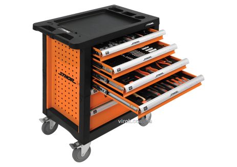 Инструментальный шкаф на колёсах STHOR, 975 х 765 х 465 мм, 6 ящиков, 302 шт (Vorel 58550)