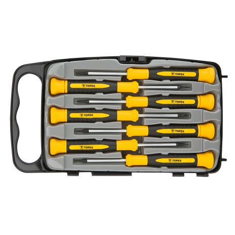 Набір прецизійних викруток, 7 шт., розміри: 1.5 x 50 мм, 2 x 50 мм, 2.5 x 50 мм, PH000 x 50 мм, PH0 x 50 мм, T5 x 50 мм, T6 x 50 мм, сталь CrV, двокомпонентна рукоятка