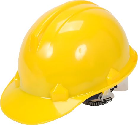 Каска для захисту голови жовта із матеріалу HDPE Vorel 74172