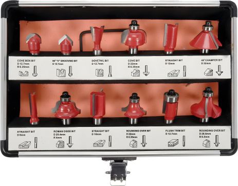 Фрези Ø8 мм з шпинделем, 12 шт. Yato YT-68005