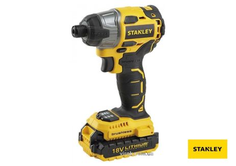 Шуруповерт бесщеточный аккумуляторный 2 х Li-ion 18 В 2 Ач 1/4" 160 Нм + кейс Stanley SBI201D2K-RU