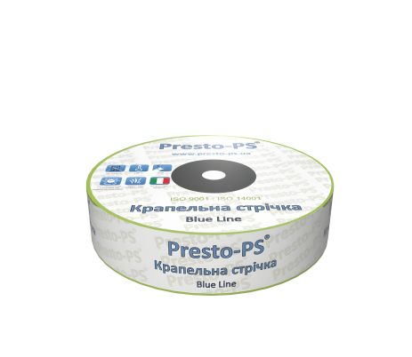 Крапельна стрічка щілинна Presto-PS Blue Line, відчини через 10 см, витрата води 1,4 л/рік, довжина 1000 м (BL-10-1000)