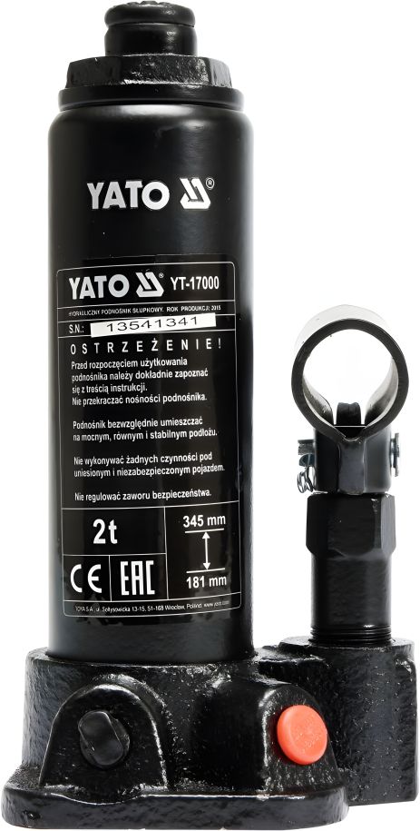 Гідравлічний домкрат пляшковий 2 тонни Yato YT-17000 Гідравлічний домкрат пляшковий 2 тонни Yato YT-17000