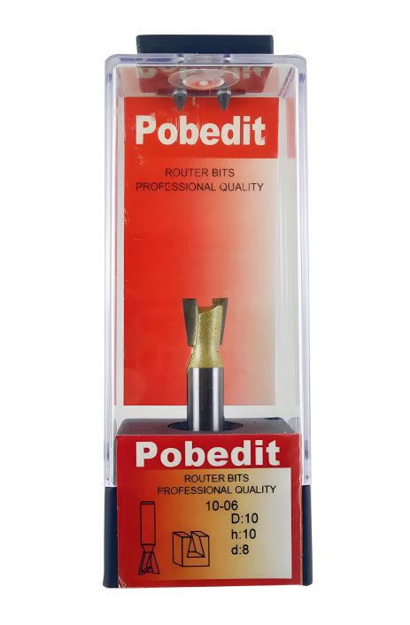 Пазова фреза "Ластівчин хвіст" D-10 мм, d-8 мм, Pobedit P-1006-08-10