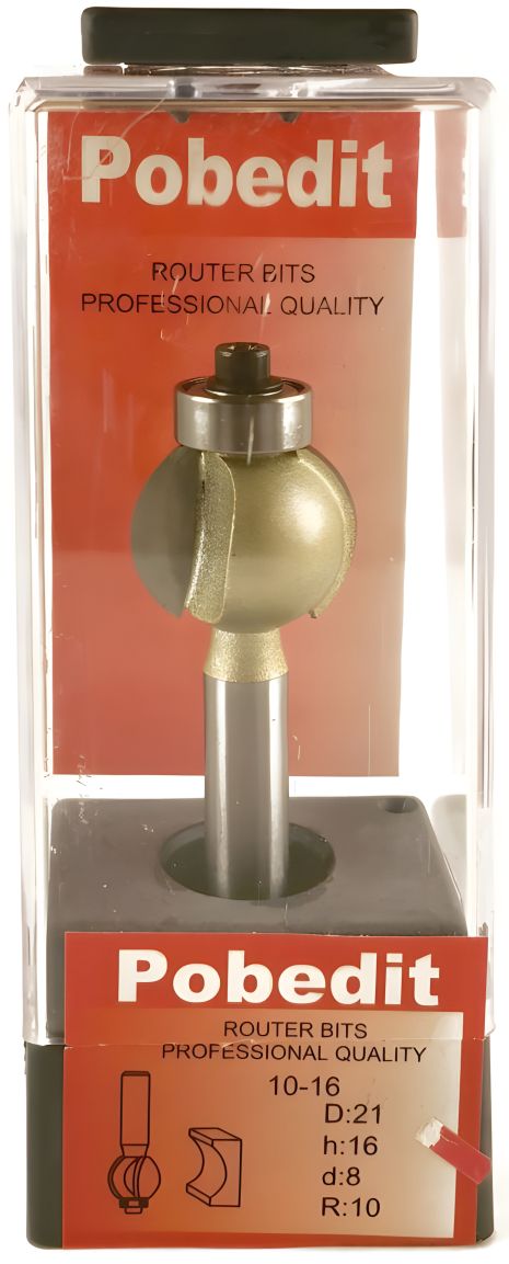 Кромочная фреза галтельная D-21 мм, R-10 мм Pobedit P-1016-2116