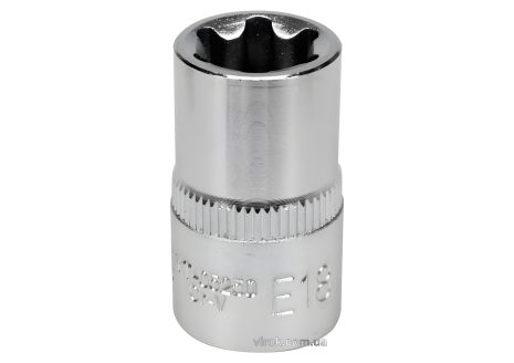 Торцевая головка : "TORX" E18, квадрат - 1/2", CrV, DIN 2124 [Блистер] YaTo YT-05250