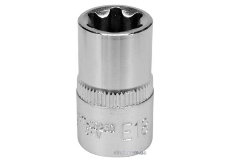 Головка торцева: "TORX" E18, квадрат - 1/2", CrV, DIN 2124 [Блістер] YaTo YT-05250