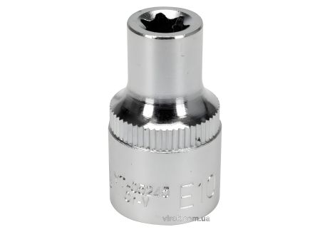 Торцевая головка : "TORX" E10, квадрат - 1/2", CrV, DIN 2124 [Блистер] YaTo YT-05245