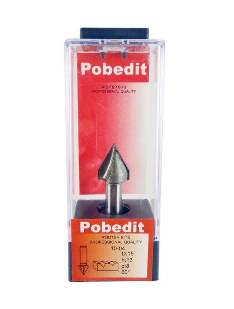 Фреза пазовая галтельная V-образная D-15 мм, d-8 мм, 60° Pobedit P-1004-08-60-15 Фреза пазовая галтельная V-образная D-15 мм, d-8 мм, 60° Pobedit P-1004-08-60-15