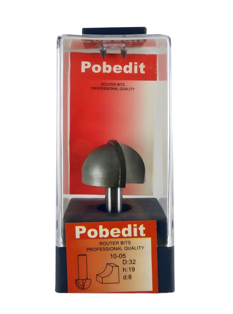 Галтельная фреза по дереву D-32 мм, d-8 мм Pobedit P-1005-08-32