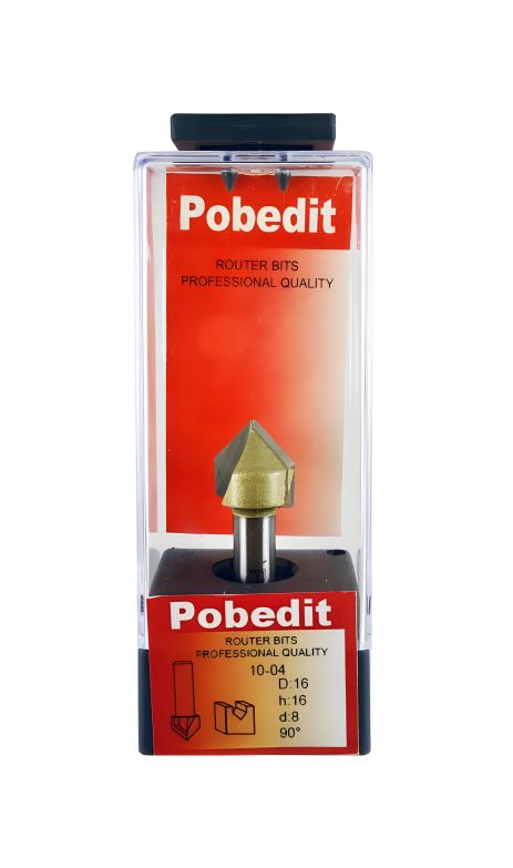 V-подібна галтельна фреза пазова D-16 мм, d-8 мм, 90° Pobedit P-1004-08-90-16