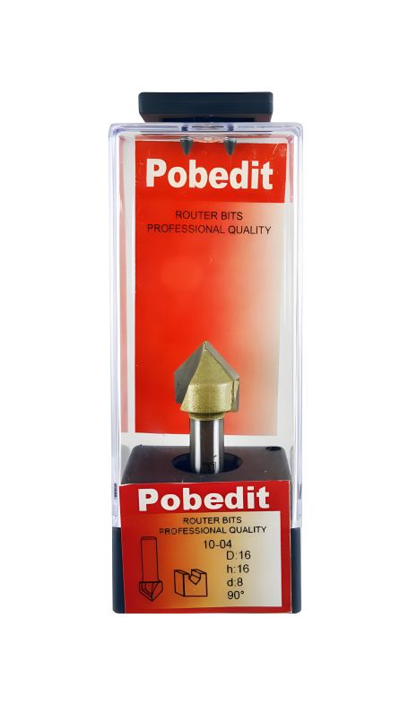 V-подібна галтельна фреза пазова D-16 мм, d-8 мм, 90° Pobedit P-1004-08-90-16