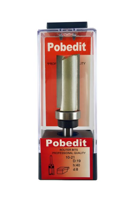 Двухножевая прямая фреза с верхним подшипником D-19 мм, d-8 мм Pobedit P-1021-08-1940